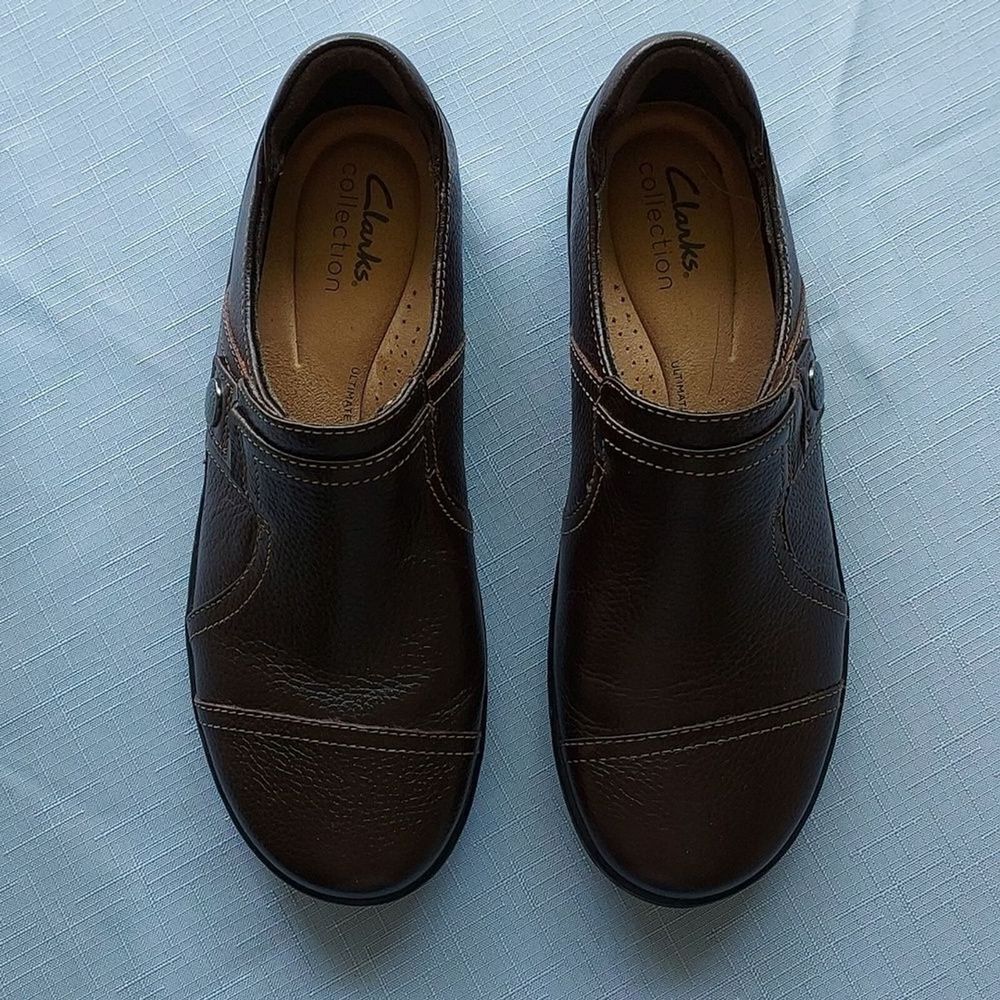 Clarks Women's 6.5 Comfort Cora Poppy Slip On Shoe Loafer Dark Brown Tumbled - Picture 4 of 10